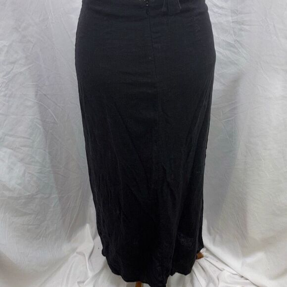 VIX Paula Hermanny Leda Long Maxi Cut Out Dress Black Linen Sz M - Picture 8 of 13